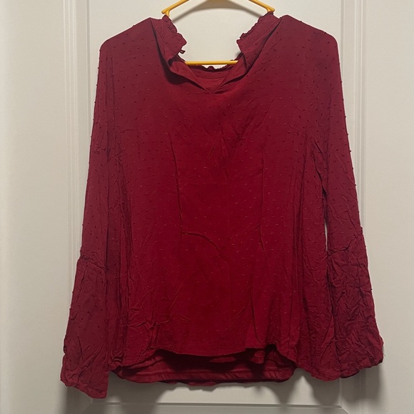ENTRO Red Textured Blouse - Picture 4 of 7